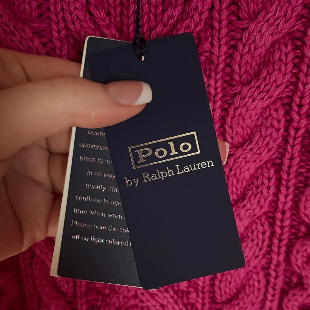 Ralph Lauren Women's Cable Knit Crewneck Sweater - Fuchsia - Picture 2 of 4
